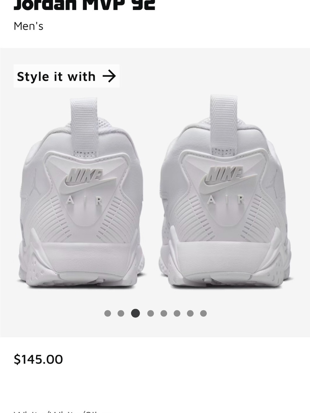 Jordan MVP 92 Men's White Low-Top Sneakers - Picture 6 of 9